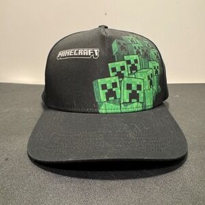 Minecraft Hat Cap OSFM Black Cotton Creeper Graphic Snapback Gamer Streetwear